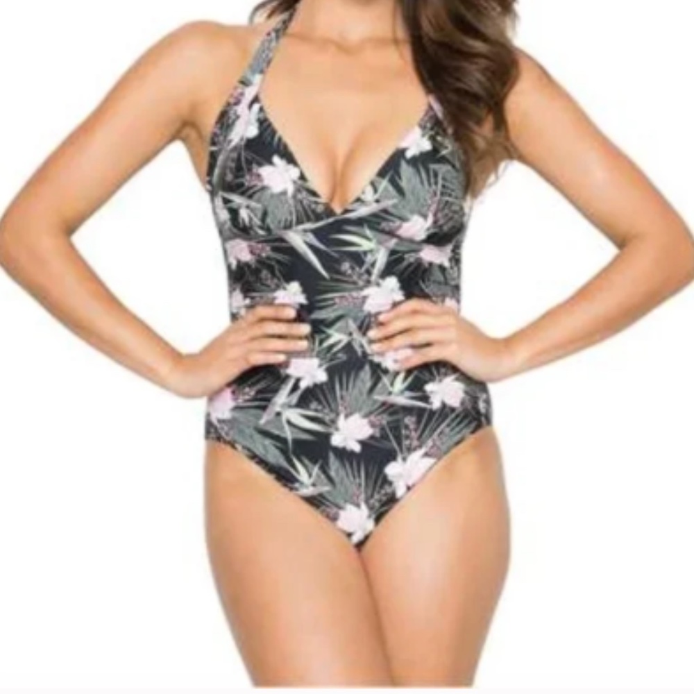 NipTuck Black Isle of Waimea Amanda Ruched Tummy Control One Piece Swims…